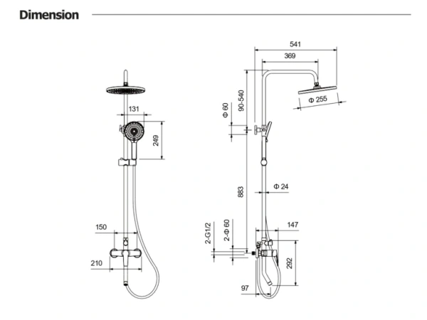 Душевая система Aquatek Лугано со смесителем, высота 1033-1483 мм цвет хром, комплект: однорычажный смеситель/излив/тропический душ (с верхней лейкой)/лейка/стойка/шланг, нержавеющая сталь/латунь Душевая система Aquatek Лугано со смесителем, высота 1033-1483 мм цвет хром, комплект: однорычажный смеситель/излив/тропический душ (с верхней лейкой)/лейка/стойка/шланг, нержавеющая сталь/латунь