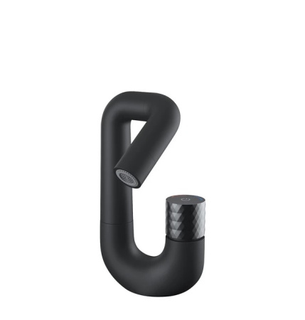 Смеситель для раковины IDDIS Twist нажимной управление Push Control, излив поворотный на 360° длина 75 мм с 2 типами струи, черный матовый TWIBLBTi01