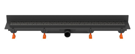 Водоотводящий желоб MCH CH 950 SC2 Square 950 мм черный, пристенный, с решеткой и боковым сливом для монтажа к стене, D40 трап линейный для душа в полу, под плитку, сливной