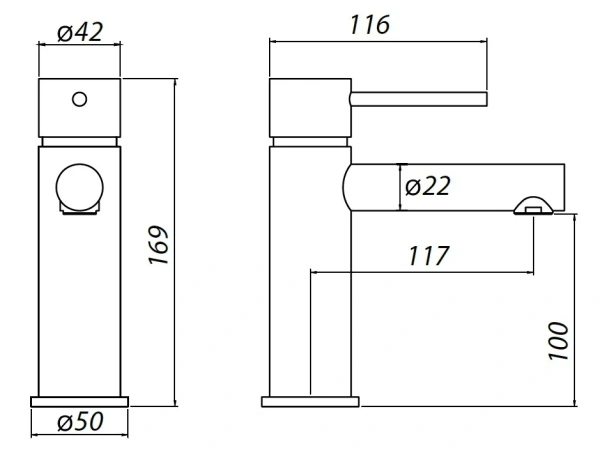 Смеситель для раковины/умывальника Allen Brau Glority однорычажный, цвет хром, неповоротный, фиксированный, низкий, излив длина 117 мм высота 100 мм, латунь