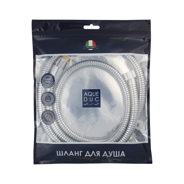 Шланг для душа Aqueduc 150-180 см 1/2"вн.х1/2"вн. защита от перекручивания 360° нержавеющая сталь, цвет хром 346350