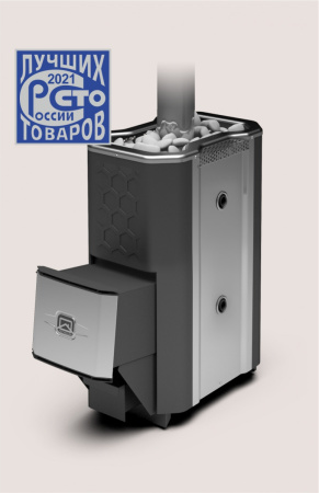 Печь Сахара-16 ЛРК (2.0) ТЕПЛОДАР 16м³, напольная, пристенная, цвет серый, с открытой каменкой, с выносной топкой из предбанника, вертикальная, финская, масса камней 60 кг, на дровах, для бани/в парилку