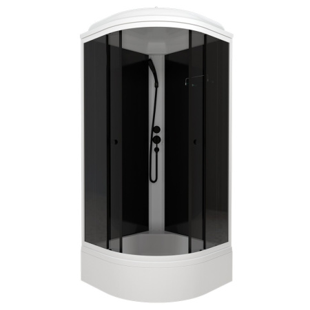 Душевая кабина Тритон Грэй-Блэк В 90х90х231,5 см поддон средний, четверть круга, угловая, без гидромассажа, с верхним душем, стекла грэй, профиль алюминий, цвет белый, закрытая