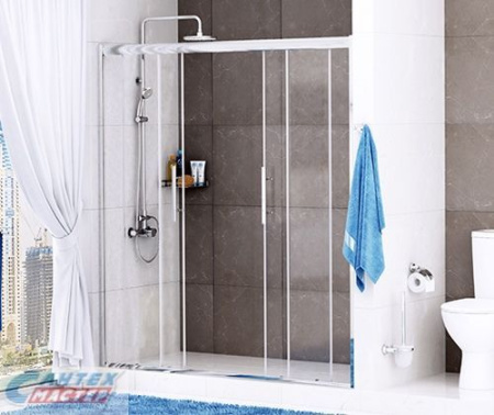 Душевая дверь Wasserkraft Amper 29S08 1500x1900 профиль хром прозрачное стекло в нишу, открывание правое/левое, прозрачное закаленное стекло, раздвизжная, профиль хром, прямоугольная (душевое ограждение без поддона)