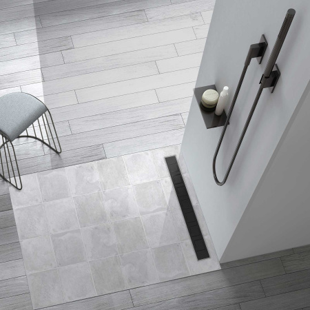 Трап Vincea SAY OPTIMA 75,4х12,5 см, D 50, цвет черный матовый, для душа в полу,  с сухим затвором, горизонтальный выпуск, нержавеющая сталь, прямоугольный