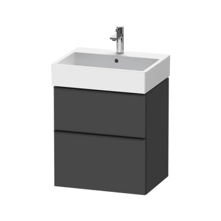 Тумба под раковину Duravit D-Neo, 51х40,2х62,5 см, подвесная, 2 выдвижных ящика, ДСП, цвет: графит матовый, шкафчик навесной, прямоугольная, правая/левая, в ванную комнату