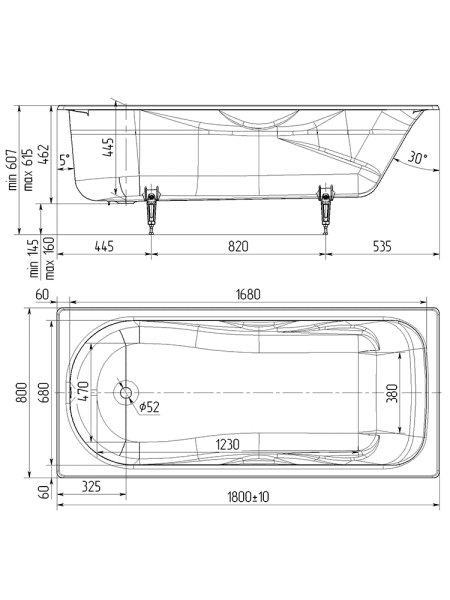 Ванна Wotte Comfort 180х80 см чугунная цвет белый без ручек/ножек, прямоугольная, пристенная