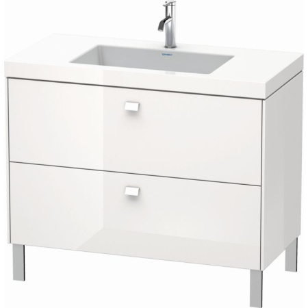 Тумба c раковиной Duravit Brioso, 100х48х61,3 см, подвесная, 2 выдвижных ящика, ДСП, цвет: белый глянец /Vero Air, мебельная, прямоугольная, цвет белый, фарфоровая, с площадкой под смеситель, без перелива