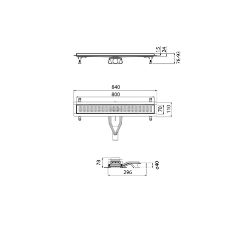 Водоотводящий желоб (Трап) IDDIS Perfex 800 мм, с перфорированной решеткой, цвет хром, горизонтальный выпуск и сифоном 360°, комбинированный затвор, выпуск 40/50 мм 975B8SB20DZ