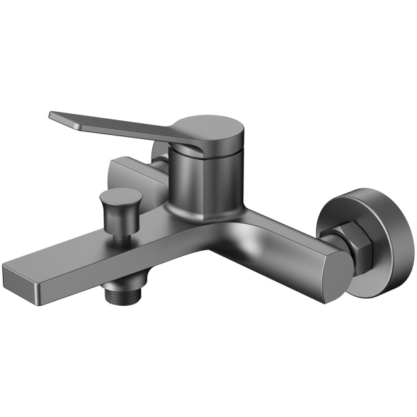 Смеситель для ванны/душа Azario VISE, однорычажный, настенный, неповоротный, латунь, длина излива 186 мм, керамический, цвет графит