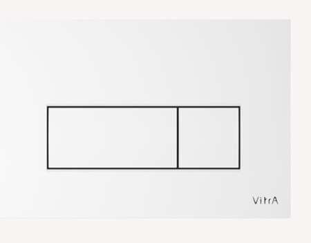 Кнопка смыва Vitra Root Square, прямоугольная, цвет: белый, пластик, клавиша управления для сливного бачка, инсталляции унитаза, двойная, механическая, панель, универсальная, размер 244х165х8 мм, скрытое размещение
