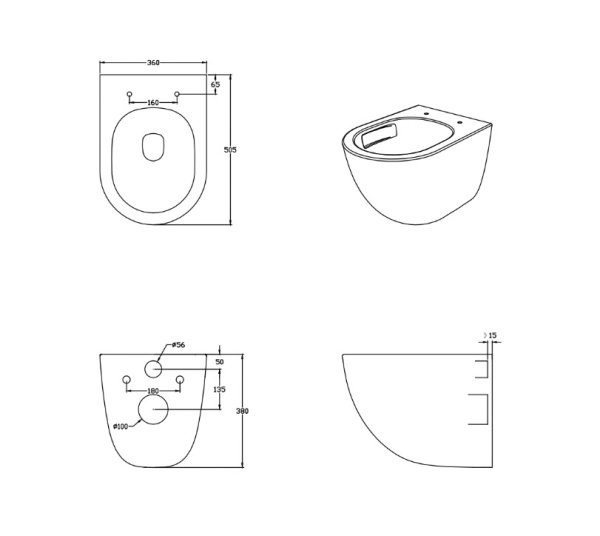 Унитаз подвесной Aquatek Гелиос 505х360х370 мм белый, горизонтальный (в стену) выпуск, сиденье ультра-тонкое, легкосъемное из дюропласта с механизмом плавного закрывания, смыв Торнадо