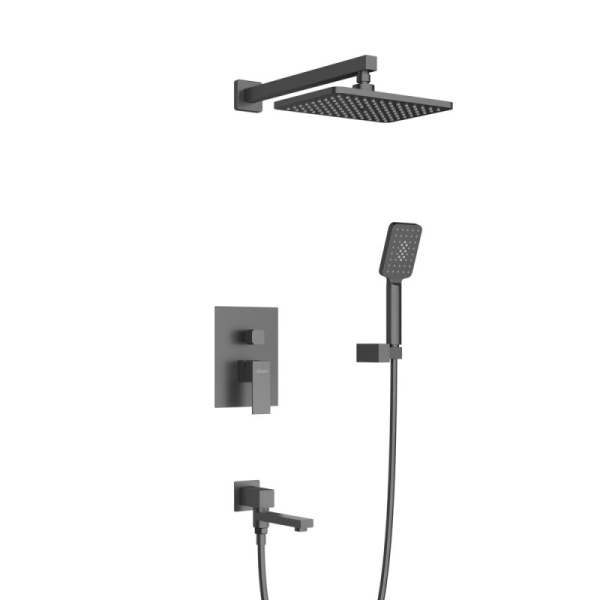 Душевая система Cezares Slider встраиваемая, цвет черный матовый, комплект: однорычажный смеситель/поворотный излив/тропический душ (с верхней лейкой)/лейка/шланг, встраиваемый (скрытый) монтаж