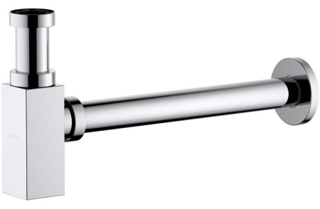 Сифон для раковины Aquatek AQ6013CR бутылочный/квадратный, без выпуска, 1 1/4" горизонтальный/боковой выпуск (в стену), латунь/нержавеющая сталь, цвет хром, для раковины/умывальника