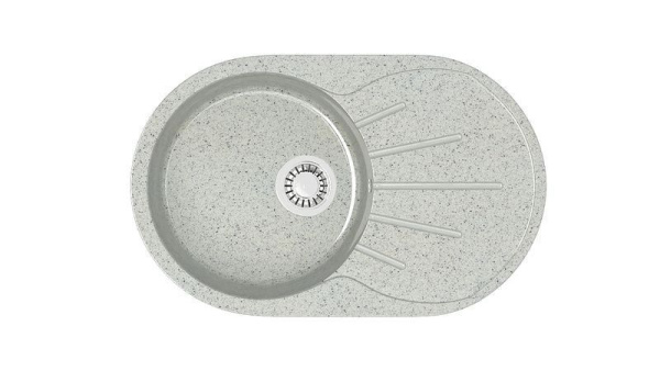 Мойка Bergg Z110, 73х45х21.5 см, с правым крылом, врезная, из искусственного камня, овальная, цвет светло-серый, отверстие под смеситель, слив-перелив, для кухни Мойка Bergg Z110, 73х45х21.5 см, с правым крылом, врезная, из искусственного камня, овальная, цвет светло-серый, отверстие под смеситель, слив-перелив, для кухни