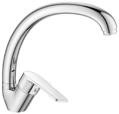 Смеситель для кухни/мойки Decoroom, однорычажный, поворотный, керамический, длина излива 195 мм, латунь, цвет хром