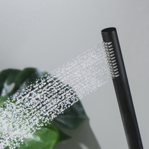 Лейка душевая Aquatek Европа 1 режим, матовый черный, латунь, ручная, для душа/ванной