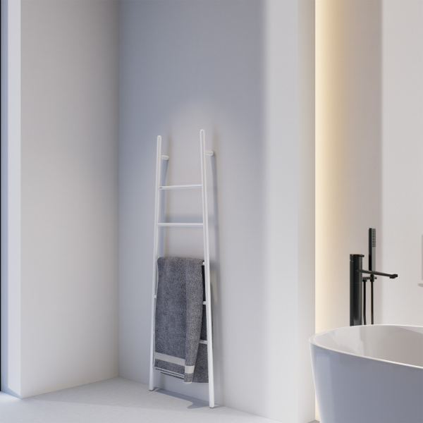 Полотенцесушитель электрический ABBER Treppe 53х152 см лесенка, нержавеющая сталь, электропровод с вилкой, цвет белый матовый AH4705MW