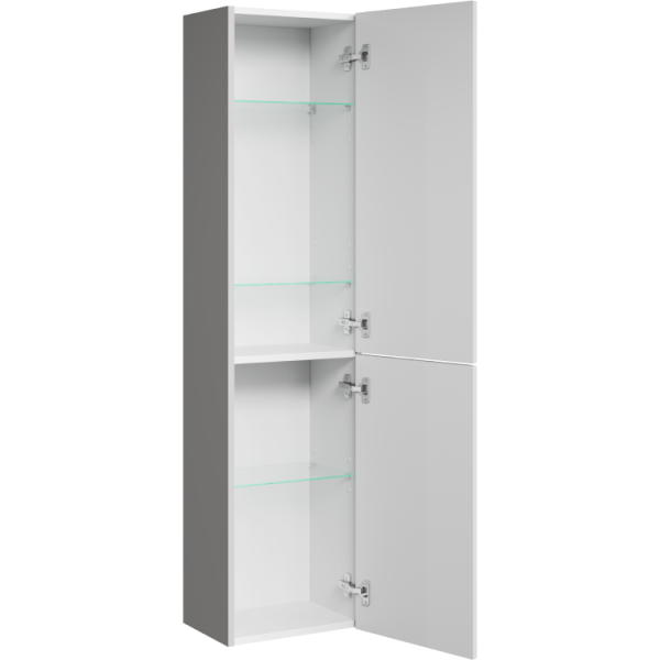 Пенал Aqwella Pure-35 140х35х25 см подвесной, (правый/левый/универсальный), с дверцами/двустворчатый, с полками, цвет серый туман, в ванную комнату 