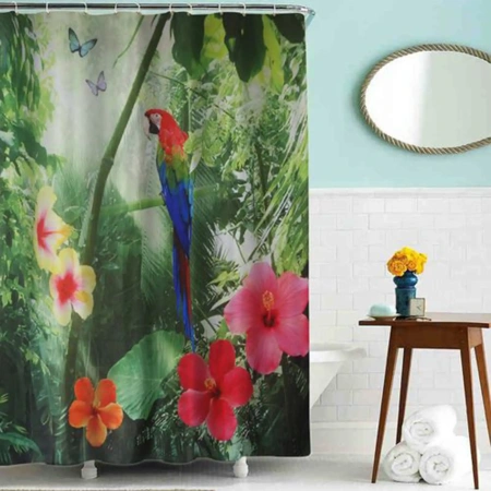 Шторка Melodia для ванной комнаты тканевая MZ-49 "Попугай"