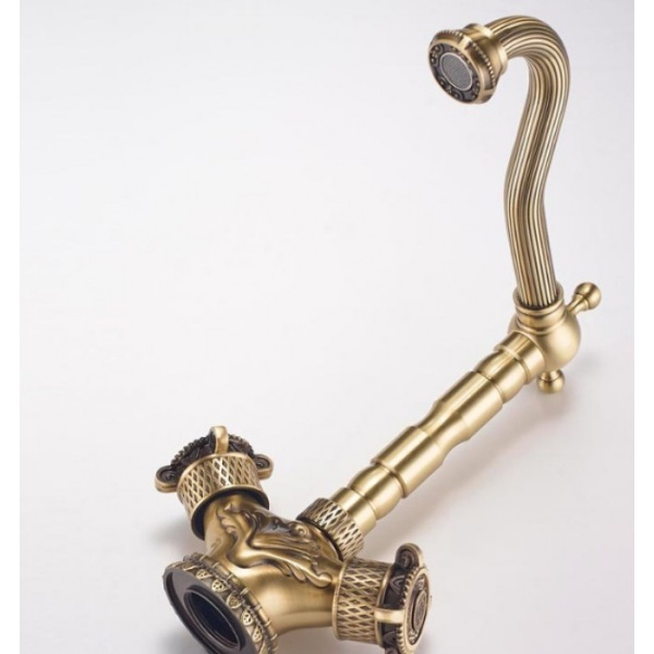 Смеситель для кухни/мойки ZorG A, двухвентильный, поворотный, керамический картридж, длина излива 185 мм, латунь, цвет бронза