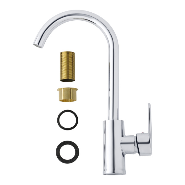 Смеситель для кухни/мойки AQUEDUC INWATER однорычажный, поворотный, керамический, высокий, цинк 346870