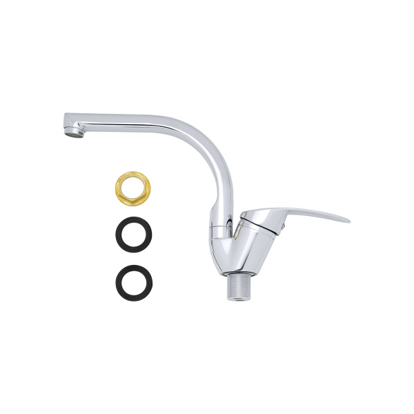 Смеситель для кухни/мойки AQUEDUC однорычажный, поворотный, керамический, длина излива 220 мм, цинк 346863