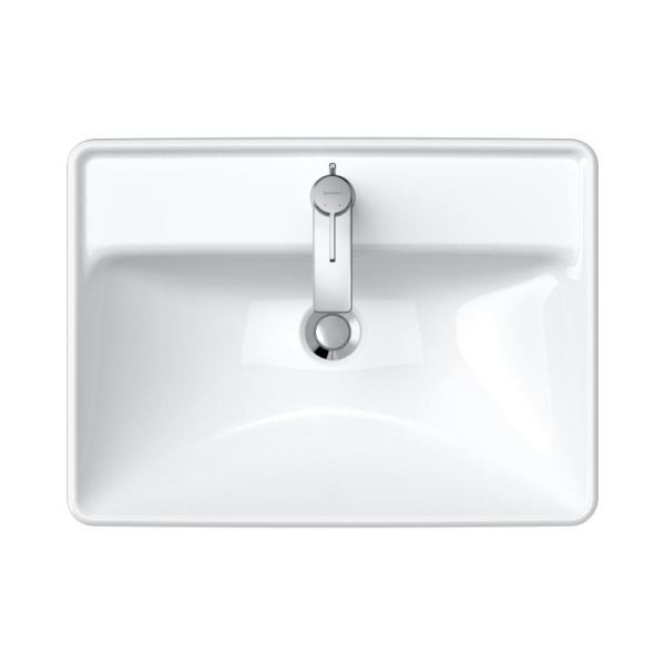 Раковина DURAVIT D-Neo WonderGliss 60х44х17 см, встраиваемая сверху, прямоугольная, санфарфор, цвет белый, с 1 отверстием под смеситель, антигрязевое покрытие, слив/перелив