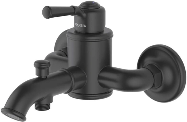 Комплект смесителей Aquatek Классик 3 в 1 черный матовый, смеситель для ванны, раковины, душевой гарнитур, однорычажный, латунь/нержавеющая сталь