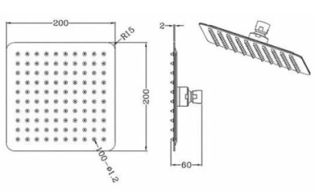 Верхний душ Smart квадратный хром SM1483AA