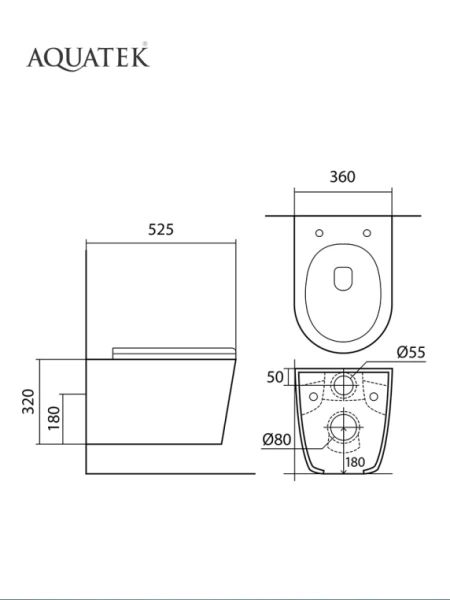 Комплект унитаза с инсталляцией Aquatek Вега (Сет) черный c сиденьем микролифт, с клавишей смыва (кнопкой, клавишей двойного смыва) черная, комплект крепления