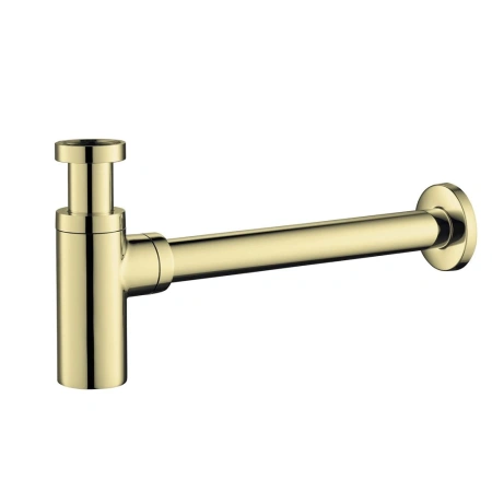 Сифон для раковины Aquatek AQ6012PG бутылочный, без выпуска, 1 1/4" горизонтальный/боковой выпуск (в стену), латунь/нержавеющая сталь, цвет полированное золото, для раковины/умывальника