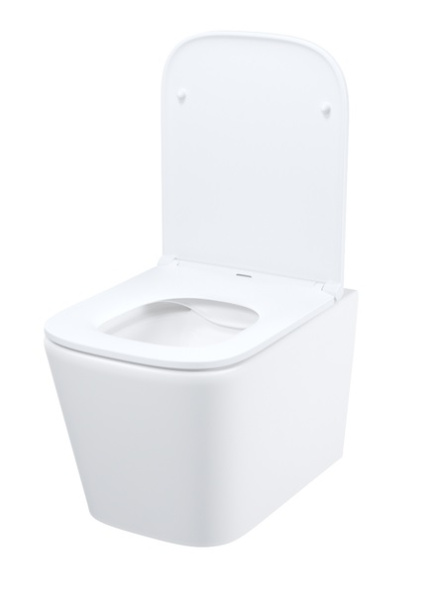 Унитаз подвесной IDDIS Bild горизонтальный (прямой, в стену) выпуск, безободковый, с быстросьемным сиденьем микролифт, с крышкой (сиденье) дюропласт, цвет белый BILRNSEi25