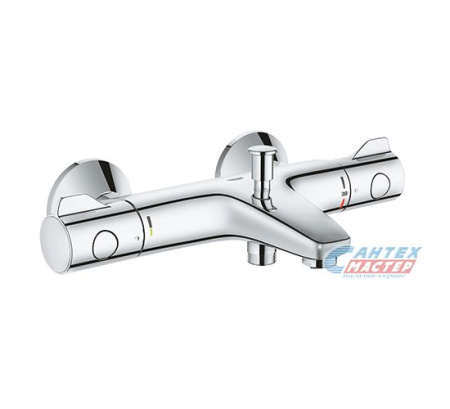 Смеситель для ванны/душа Grohe Grohtherm 800 термостатический, керамический, настенный, излив 168 мм, латунь хром, короткий, универсальный, горизонтальный, кран, комплект, сантехника, размер, характеристики, высота, расстояние (Грое)