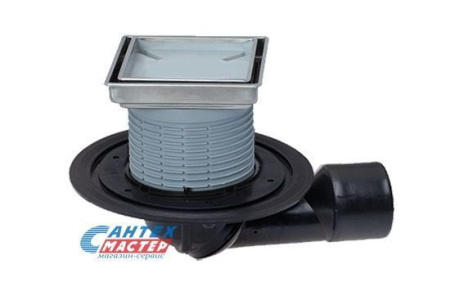 Трап Ду50/75 с декоративной решеткой под плитку, с шарнирным выпуском, HL 80.1-3020