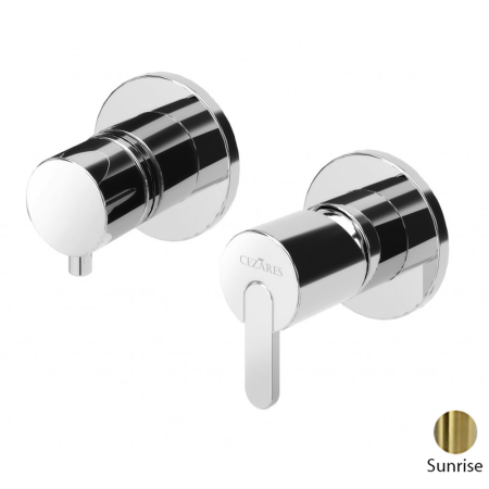 Смеситель для душа Cezares Leaf, встраиваемый, на 3 выхода, однорычажный, без излива, керамический, латунь, внутренний (скрытый монтаж), цвет Sunrise PVD