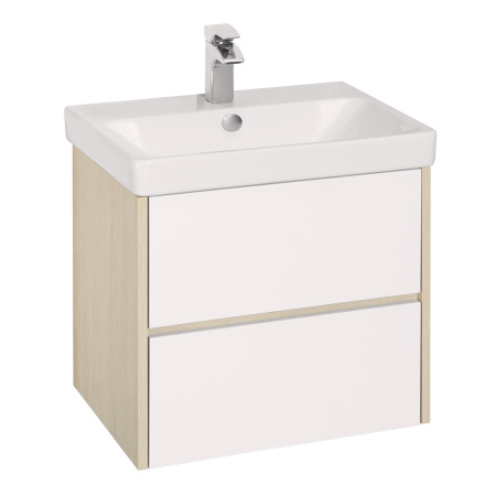 Тумба под раковину Акватон Сканди 70, 68,2х42,7х57,9 см, подвесная, 2 выдвижных ящика, МДФ/ЛДСП, (под умывальник Адриана-70), цвет: белый/дуб верона