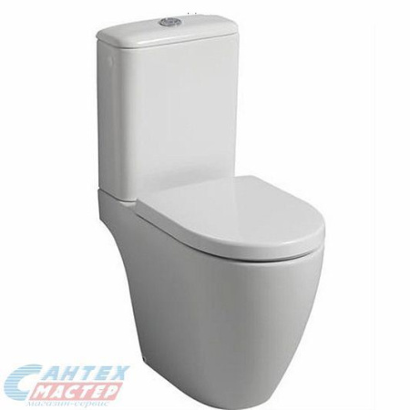 Унитаз компакт Keramag Icon, БЕЛЫЙ, горизонтальный (прямой) выпуск, напольный, безободковый, нижняя подводка воды, арматура ДВОЙНОЙ слив, чаша с бачком 