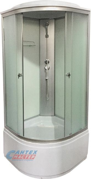 Душевая кабина 90х90х220 см Niagara Classic поддон высокий, полукруглая, угловая, стекло матовое, задние стекла белые, с верхним душем, без гидромассажа, смеситель, профиль хром матовый, прозрачное стекло, белая, закрытая