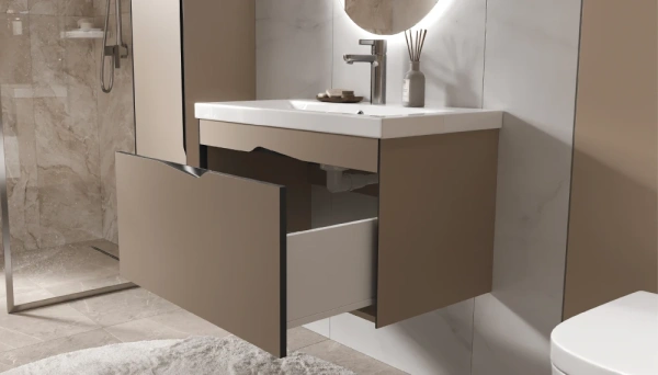 Тумба под раковину Velvex Krona 800-0-1, 779х445х462 мм подвесная, цвет серый камень, 1 выдвижной ящик, подходит раковина Como 80, универсальная, в ванную комнату