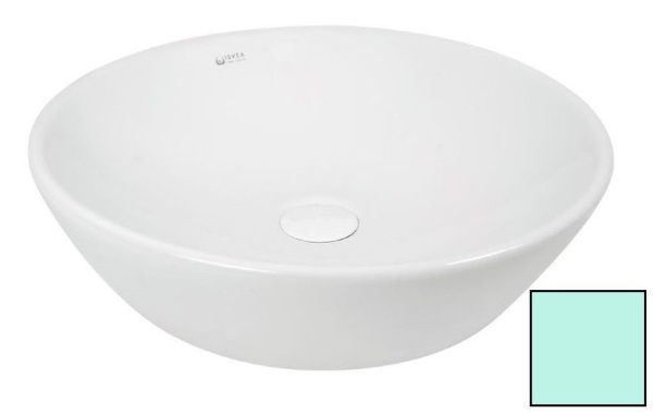 Раковина ISVEA SistemaY 10SY66045SV-2T 45х12х45 накладная, круглая, керамическая/фарфоровая, цвет мятно-зеленый матовый, без отверстия под смеситель, без слива-перелива