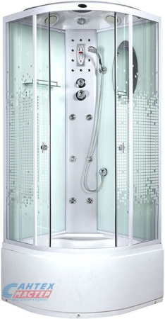 Душевая кабина 95х95х220 см Niagara Ultra (бокс) поддон высокий, полукруглая, угловая, дверцы прозрачные мозаик, заднее стекло белое, с верхним душем, с гидромассажем, с сиденьем, электронная, смеситель, профиль, прозрачное стекло, белая, закрытая Душевая кабина 95х95х220 см Niagara Ultra (бокс) поддон высокий, полукруглая, угловая, дверцы прозрачные мозаик, заднее стекло белое, с верхним душем, с гидромассажем, с сиденьем, электронная, смеситель, профиль, прозрачное стекло, белая, закрытая