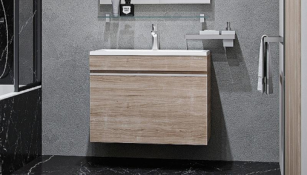 Тумба под раковину Velvex Pulsus 700-0-1, 695х447х520 мм, подвесная, цвет дуб сонома, 1 выдвижной ящик с доводчиками, подходит раковина Pulsus 70, универсальная, в ванную комнату