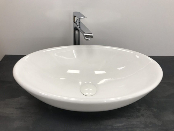 Раковина для ванной CeramaLux 9021 52х14х32 накладная, овальная, керамическая/фарфоровая, цвет белый, без отверстия под смеситель, без слива-перелива