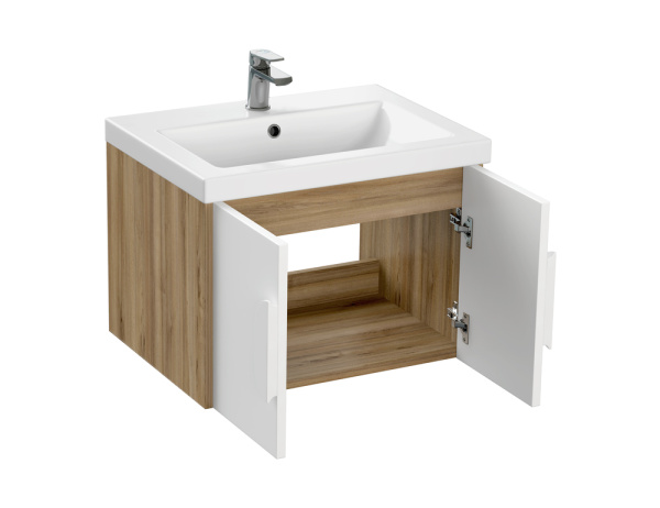 Тумба под раковину Cersanit COMO 60 для COMO 60, подвесная, цвет белый, 2 распашные дверцы, прямоугольная