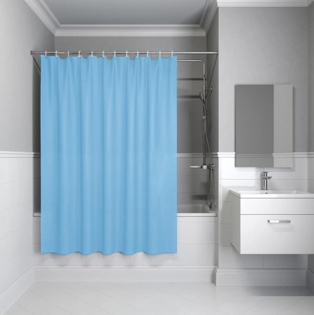 Шторка Iddis Base полиэстер, цвет голубой, 2000x2400 мм покрытие водоотталкивающее BL06P24i11