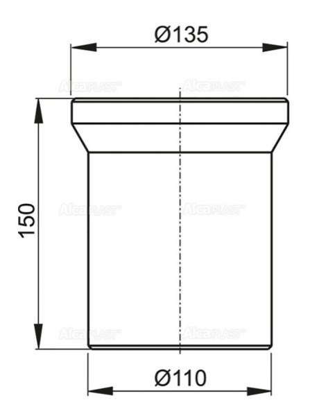 Труба фановая Alcaplast A91 для унитаза, прямая 110х150 мм белая A91-150