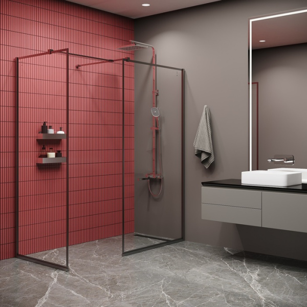 Душевая система IDDIS Slide высота- 1405 мм, настенная, цвет хром, смеситель нажимной, излив 203 мм, тропический душ (с верхней лейкой)/штанга/лейка/шланг, латунь, наружного монтажа