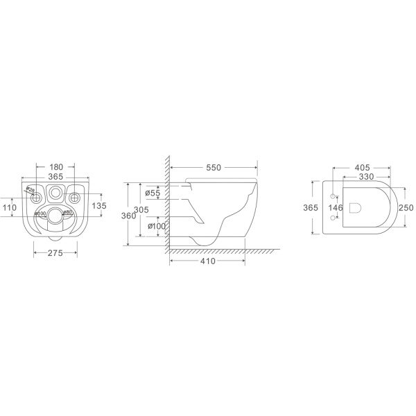 Унитаз подвесной ABBER Bequem 550х365х360 мм цвет белый, горизонтальный (прямой) выпуск, смыв торнадо, безободковый, система антивсплеск, с сиденьем микролифт, дюропласт AC1134T