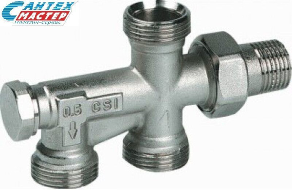 Прямой радиаторный распределитель HENCO, евроконус 1/2"x3/4" , RAD04-100V